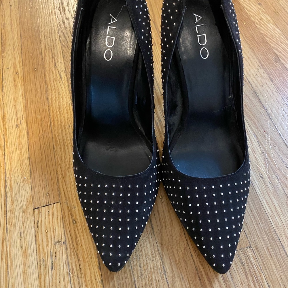 Aldo Black Studded Heels- Size 7.5/8